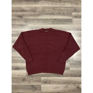 Vintage 90s Structure Sweater Size XL Burgundy Knit Pullover Crew Neck